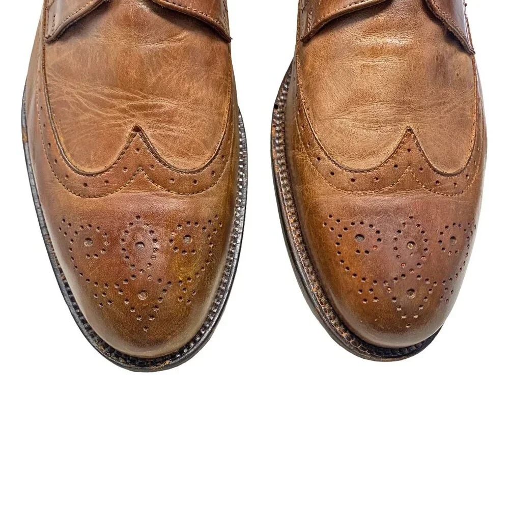 Mercanti Fiorentini 6703 Mid Brown Leather Brogue Accent‎ Wingtip Dress Oxford